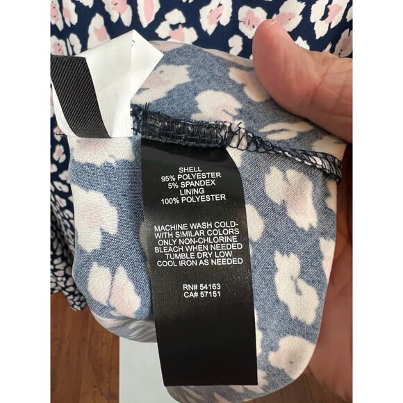 Jessica Howard Womens Blue White Floral Ruched Waist Knit Dress Plus 18W NWT - Picture 4 of 11